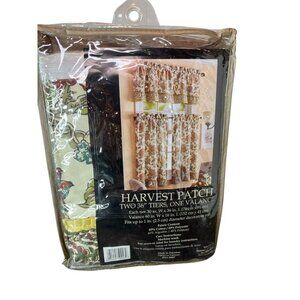 NEW Harvest Patch Two 36 Tiers & One Valance Kitchen Linen Curtain Set Floral